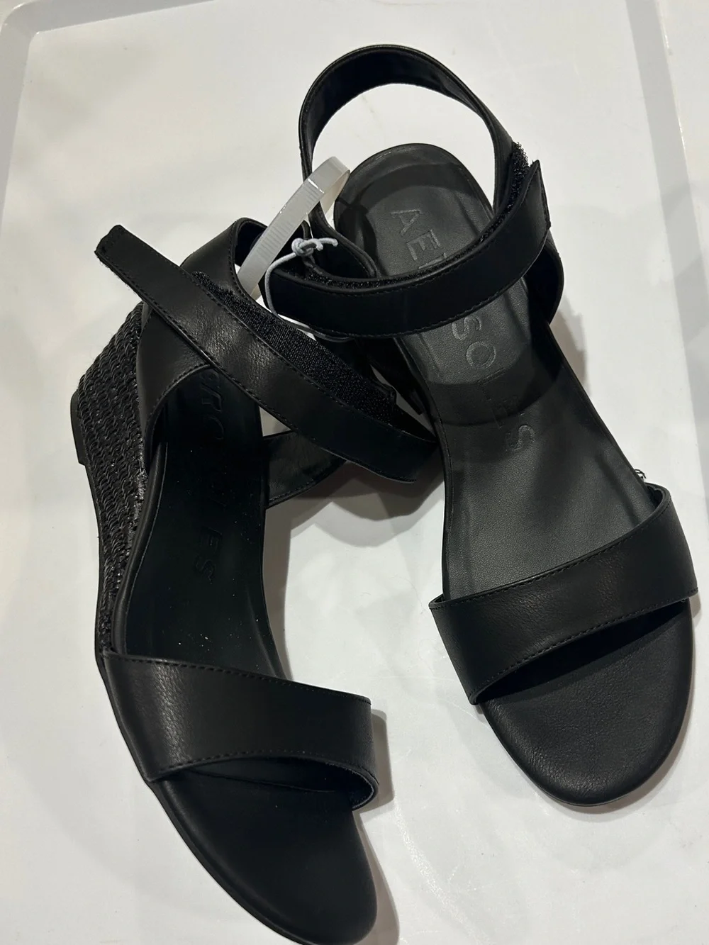 Aerosoles Espadrille Wedge Sandals  Women’s Size 9 Black Comfort Slingback NWT